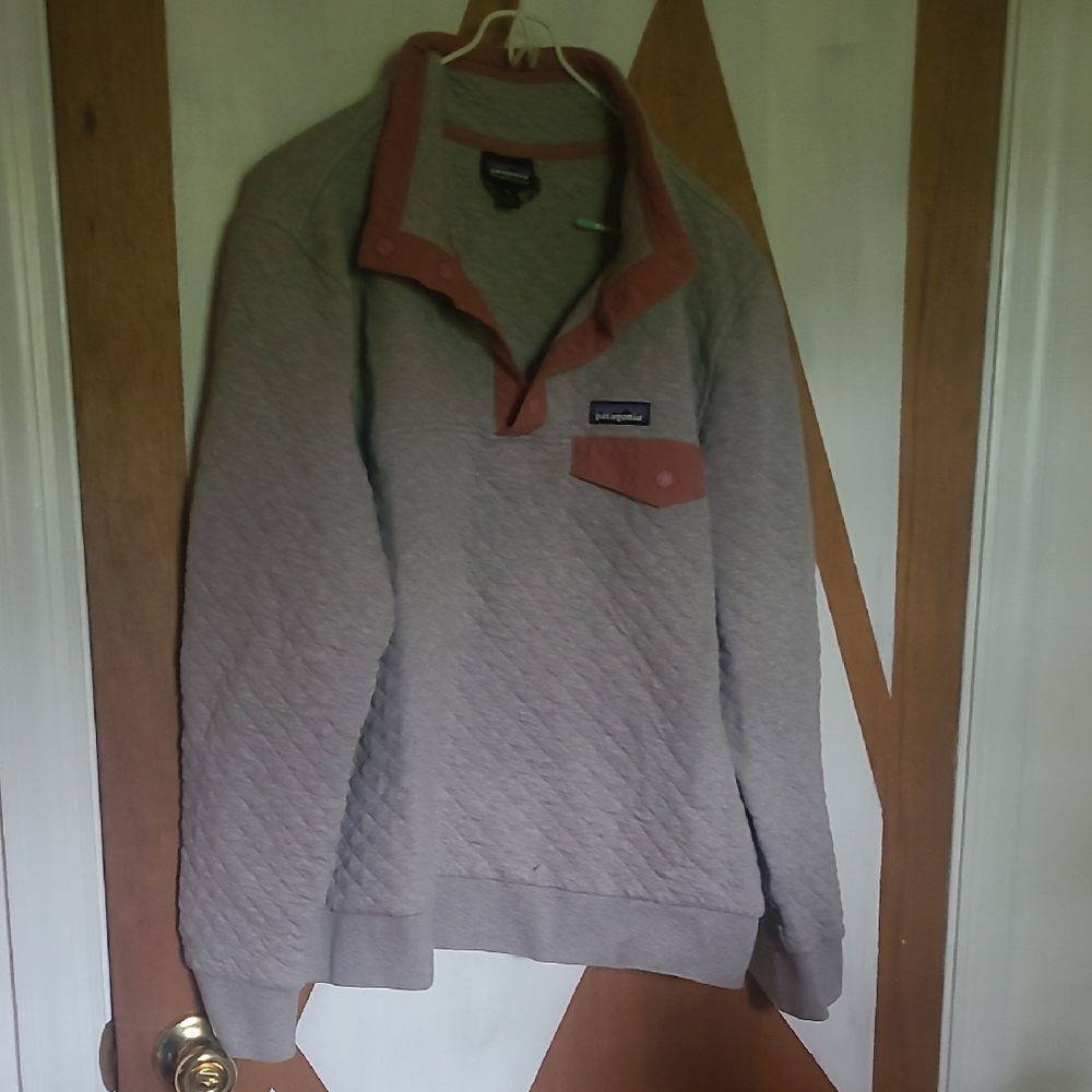 Patagonia Gray and Tan Zip Up Sweater